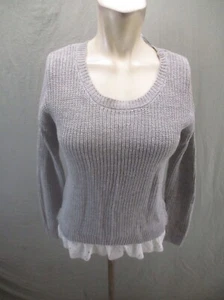 Pink Republic Size L (14) Girls Gray Round Neck Stretch Shirt Tail Sweater 593 - Picture 1 of 10