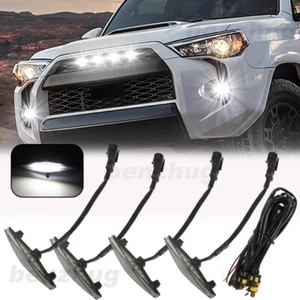 4 PCS Grill Led Lights For TOYOTA 4RUNNER 2014 2015-2019 Smoke Shell/White Light - Picture 1 of 12