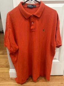Men’s XXL Ralph Lauren Polo Short Sleeve Collared Shirt Orange - Picture 1 of 11