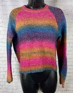 Suéter tejido BB Dakota Steve Madden XS para mujer arco iris rayas cuello redondo (C71) - Imagen 1 de 8