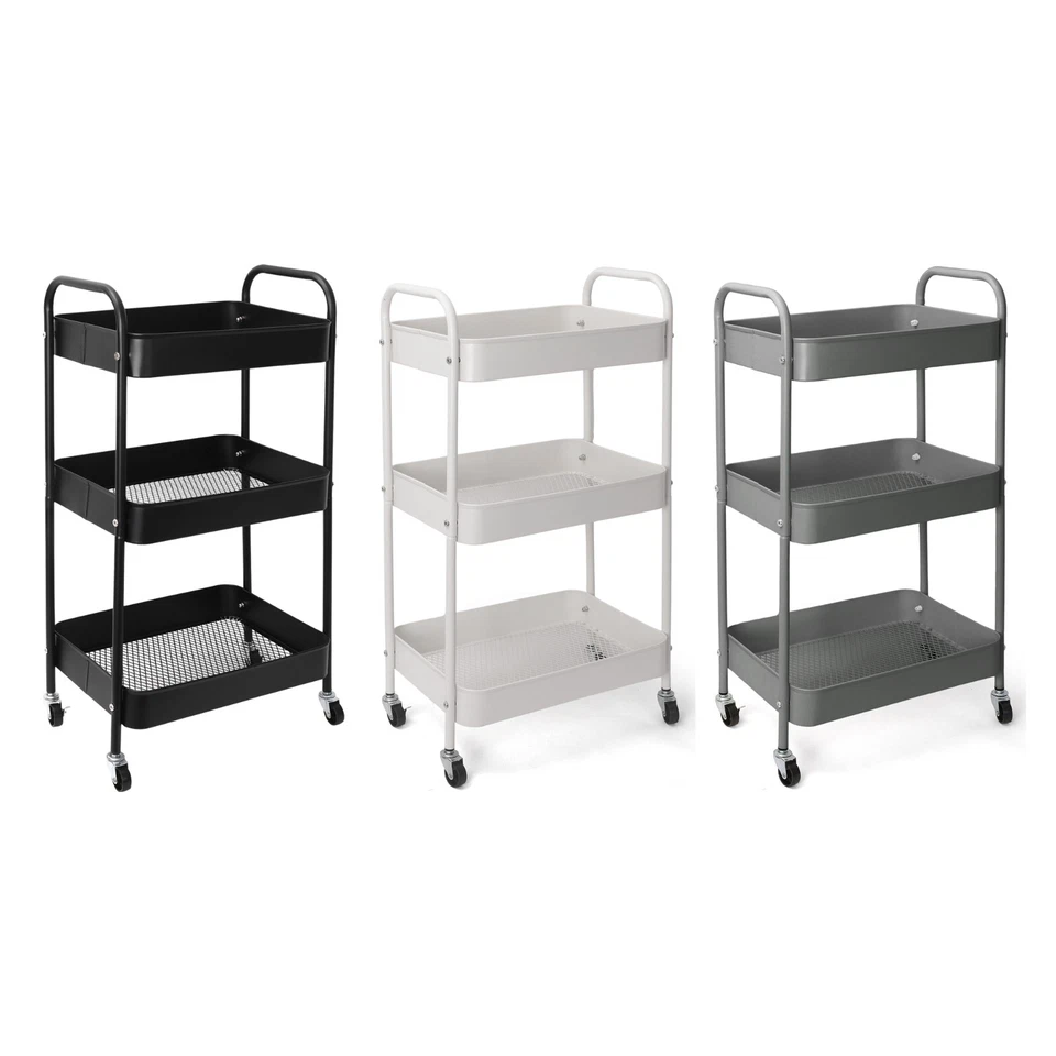 Storage Cart with 3-tier Rolling Utility Trolley with Lockable Wheels and handle - Image 1 of 1