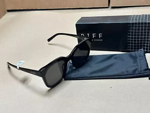 Diff Eyewear Sunglasses GIA BK-GR121 UV400 Black Square Frame Grey Lenses - Picture 1 of 8