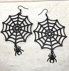 Pair Black Spider Cobweb Earrings Gothic Wicca Pagan Novelty Horror Cosplay