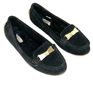Kate Spade Shoes Size 7.5 M Peso Driving Moccasin Slipper Suede Sherpa Black - Picture 1 of 11