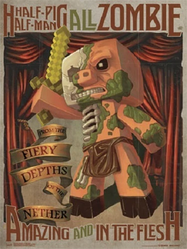 JINX MOJANG MINECRAFT ZOMBIE PIG MAN COMPUTER VIDEO GAME POSTER 18x24 FREE SHIP - Image 1 of 1