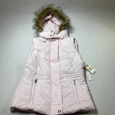American Rag Cie Women’s Puffer Vest Faux Fur Hooded Light Pink Outdoors NWT - Image 1 of 4