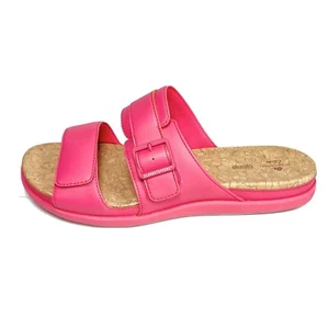 Clarks Shoes Women’s 11W Pink Sandals Step June Sun Slides Berry Leather - Picture 1 of 12