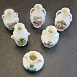 VTG W.H. Goss Crested China Heraldic Vases Lot of 6 - Picture 1 of 5