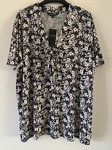 lauren ralph lauren floral tie neck top size 2x - Picture 1 of 7