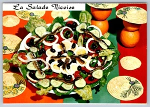 La Salad Nicoise, French Recipe Postcard Signed Emile Bernard - Picture 1 of 2