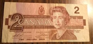 1986 BANK OF CANADA TWO DOLLARS 2$ BANK NOTE