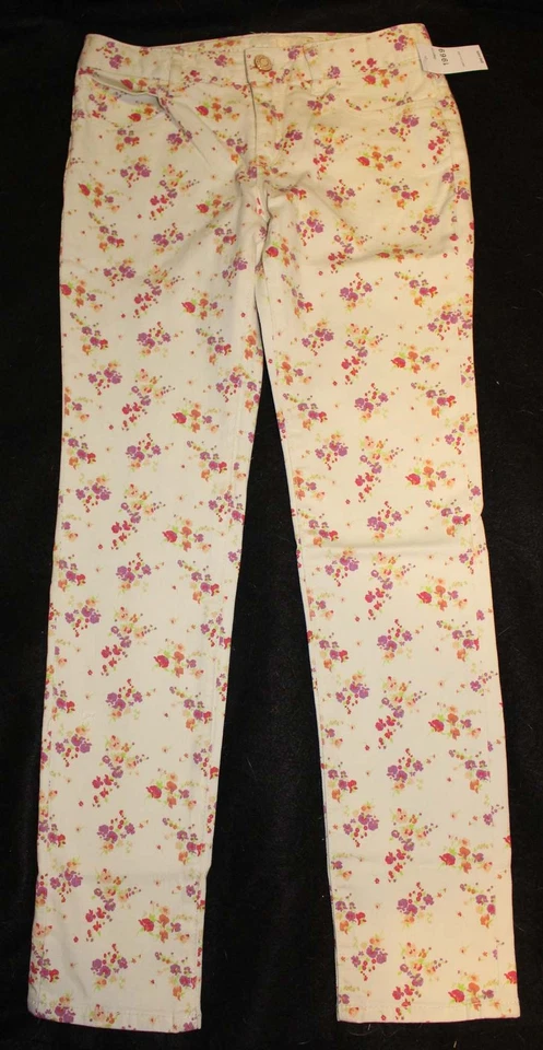 Pantalones de mezclilla ajustados con estampado floral marfil colorpop para niños y niñas Gap nuevos con etiquetas 8 años Foto 1 de 1