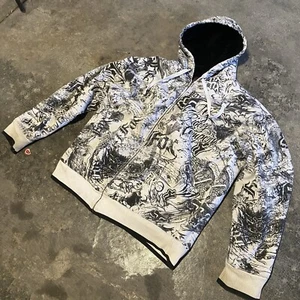 Grail Y2K Vintage Fox Full Graphic Zip Up Hoodie - Picture 1 of 9