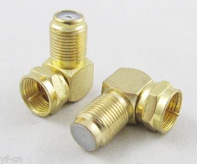 5pcs Gold Plated F-Type F Male to F Female M/F Right Angle Adapter Connector - Image 1 of 3