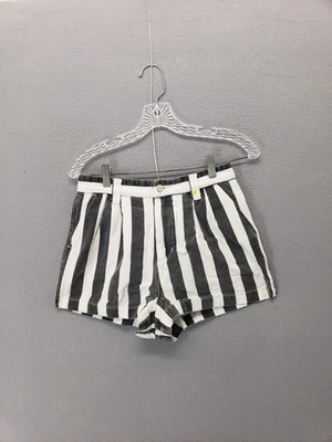 Pantalón corto Obey World Wide para mujer 26 blanco y negro a rayas verticales tiro alto informal Foto 1 de 4