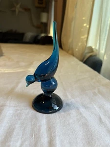 Wikinger Glas Bluenique Langschwanz tiefblau Vogel Figur Vintage gebrochener Schwanz 6,25 - Bild 1 von 10