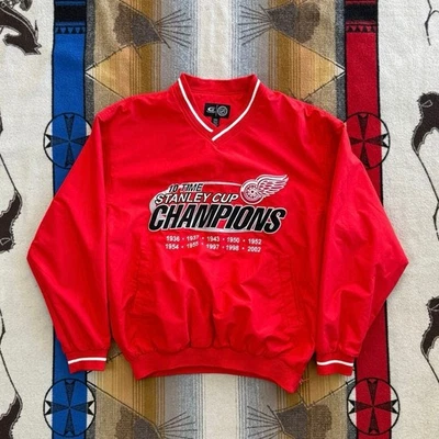 Pullover cortavientos vintage Detroit Red Wings Stanley Cup talla mediana NHL Foto 1 de 4
