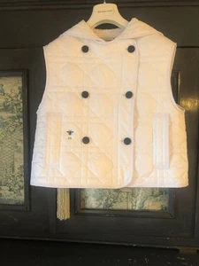 Used Christian Dior Vest Jacket Outer Cannage Sleeveless Vest Size 36 White - Picture 1 of 10