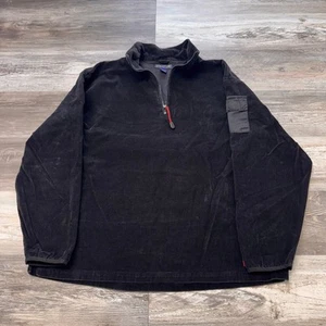 Vintage 90s Structure Black Men XL Corduroy Pullover Mock Quarter Zip Shacket - Picture 1 of 8