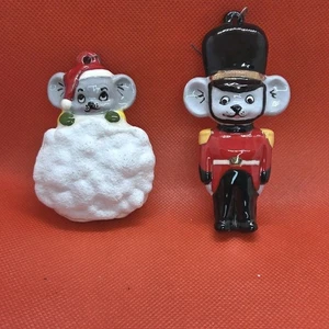 Coppia di topi in ceramica addobbi per albero di Natale vintage - Foto 1 di 9