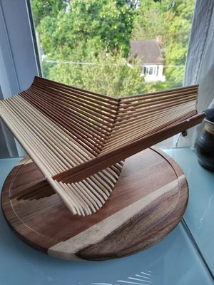 Cesta/tazón de frutas decorativo de madera palillo de bambú listones plegables artesanales Foto 1 de 4