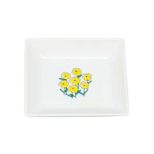 Kutani ware Japan ORIME Zuya megumi 3.6 in Square Plate Bouquet Yellow - Picture 1 of 4