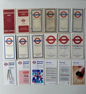 Lot Of X18 (1939-2001) London Underground Pocket Tube Maps Line Diagrams - Picture 1 of 24
