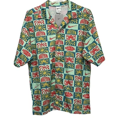Nike Hombres Mediana Malla Hawaiana Resort Camp Manga Corta Botón Camisa Dri-Fit Nueva Foto 1 de 4