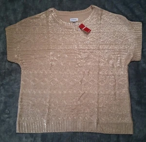 Neu mit Etikett Avenue Pullover 22/24 Damen beige gold metallic Strick ärmellos Pulli  - Bild 1 von 6