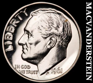 1961 Roosevelt Dime - Choice Gem Proof  Lustrous  No Reserve  #F9414 - Picture 1 of 2