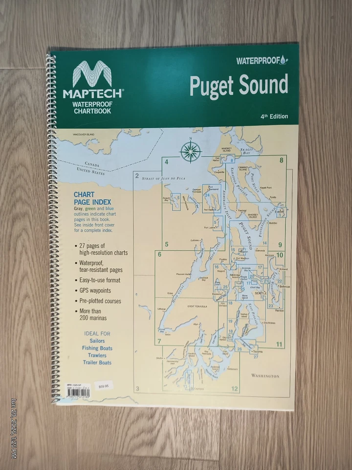 SALE. NEWEST EDITION:  Puget Sound 4th Edition. Maptech Waterproof Chartbook - Image 1 of 1