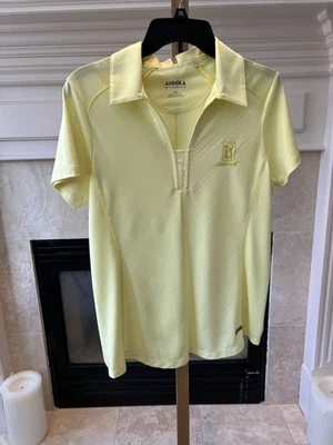 Camisa polo de golf para mujer ANNIKA CUTTER & BUCK Chevron amarilla manga corta talla M Foto 1 de 4