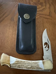 Buck 110 Custom Hunter Elk Laser Blade Hunter Dog 31/250 USA Limited Box Papers - Picture 1 of 24