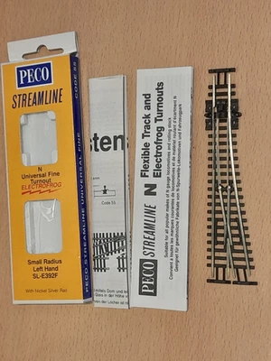 PECO Streamline Spur N SL-E392F - Small Radius Code 55 Handweiche Links  OVP  - Bild 1 von 2