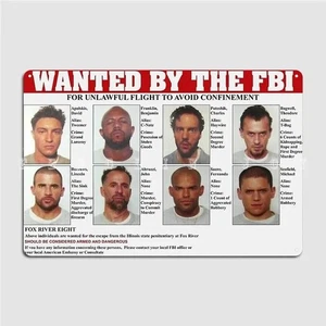 Vintage Prison Break FBI Wanted Poster Metal Tin Sign Retro Wall Decor Kitchen - Picture 1 of 8