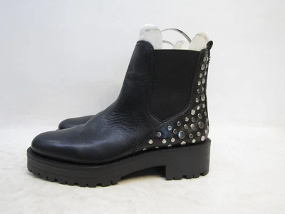 Sam Edelman Mujer Talla 8 M Negro Cuero Tachuelas Chelsea Tobillo Moda Botas Foto 1 de 4