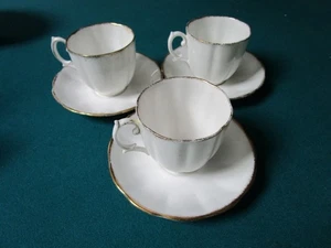 Royal Albert Mid Century 3 Cups And Saucers England White Gold Rim 50F - Picture 1 of 7