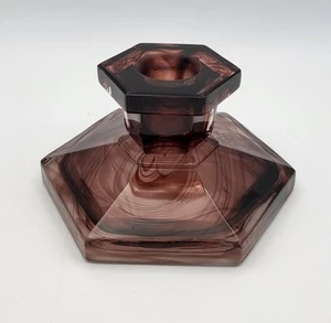 Art Deco Davidson Cloud Glass Purple Candlestick Holder 10.5cm x 10.5cm x 6.5cm - Picture 1 of 24