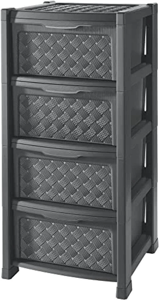 CASSETTIERA ARIANNA 4 CASSETTI EFFETTO RATTAN CM 39X39X82,5 h COLORE GRAFITE - Immagine 1 di 1
