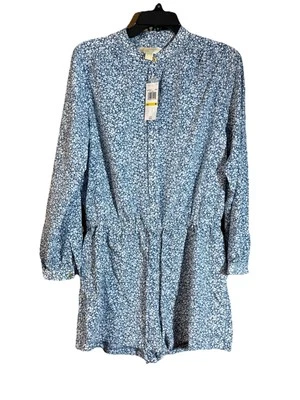 Mono Michael Kors Azul Floral Manga Larga Talla M Nuevo con Etiquetas Mameluco Mujer’s Foto 1 de 4