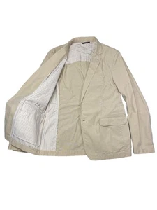 Claiborne By John Bartlett Men’s Sport Coat Khaki 42R Hidden Pocket 100% Cotton - Picture 1 of 3