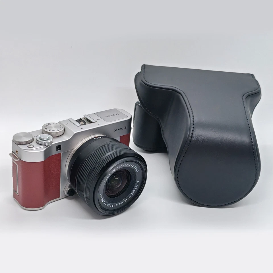 Funda de cuero para Fuji X-A3 con lente 16-50 / 15-45 mm cámara BOLSA CORREA DE AGARRE Foto 1 de 1