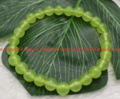 Pretty Natural 6/8/10/12mm Green Peridot Gemstone Round Beads Bracelet 7.5in - Image 1 of 4