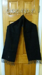 POLO Ralph Lauren Black Striped Scarf Fringe 65"x9" - Picture 1 of 7