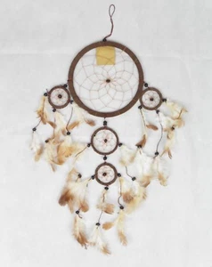 Fair Trade Beautiful 16 cm Suede Bali Dreamcatcher Handmade with Feathers - Picture 1 of 12