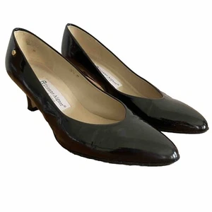 Etienne Aigner Patent Leather Kittens Heels Pumps Shoes Size 8.5 Black Heel Shoe - Picture 1 of 22