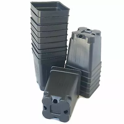 2.5 inch SQUARE BLACK NURSERY POTS  - SET OF 50 - plastic flower  - Image 1 of 4