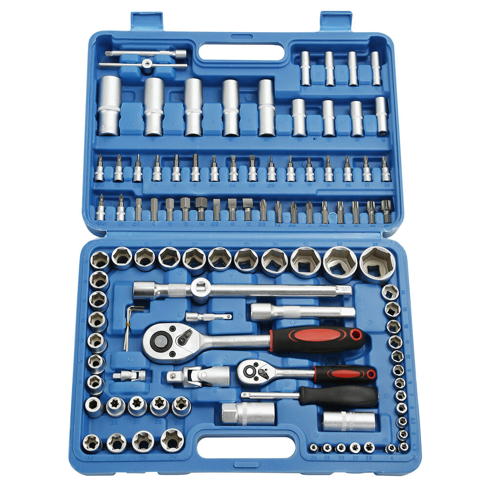 New 108PCS Mechanics Tool Set Kit Socket Ratchet Wrench Repair Toolset with Case