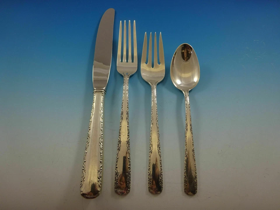 Ajuste(s) de plata esterlina Camellia de Gorham tamaño lugar 4 piezas vintage Foto 1 de 3