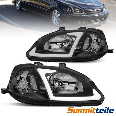 Front Light LED DRL Tube Headlights Lamps For 1999-2000 Honda Civic EK EJ EM NEW — 第 1/4 张图片